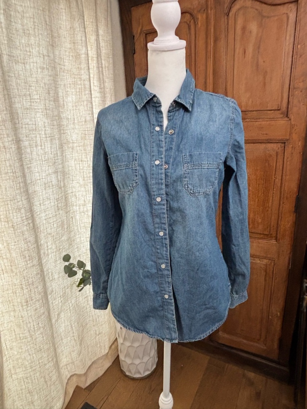 Japna Blue Denim Shirt with Label Detail